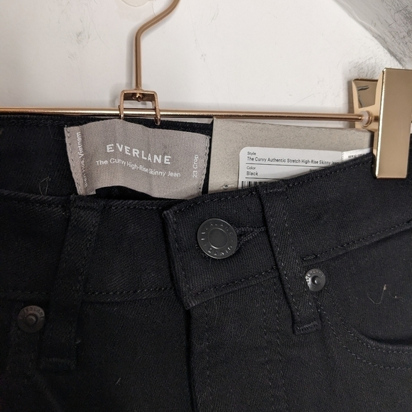 EVERLANE Black Curvy Authentic Stretch High Rise Skinny Jean NEW 23 Ankle - Picture 4 of 8